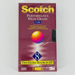 Scotch Performance High Grade T-160 VHS 8 hrs Blank Tape Video Cassette  - New